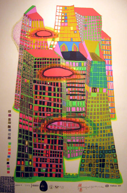Hundertwasser - Good Morning City - Bleeding Town - series T - 1969 color screenprint